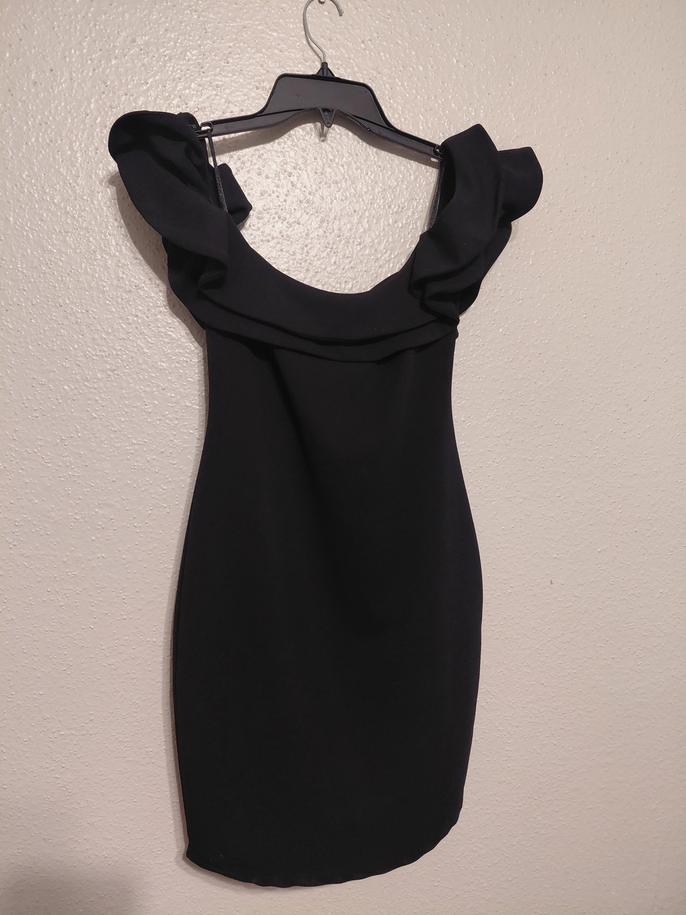 & Other Stories Black One-Shoulder Ruffle Dress